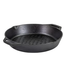 12 Inch Seasoned Cast Iron Dual Handle Grilling Basket